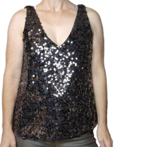 Top Sleeveless Tank top blouse with V-neck front and back Black color H&M
